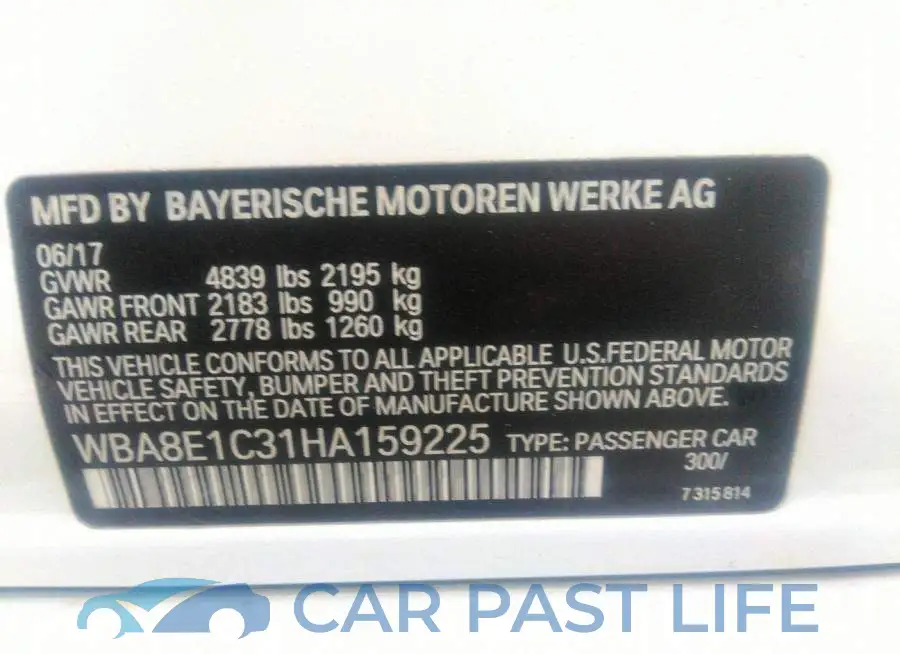 WBA8E1C31HA159225# 9
