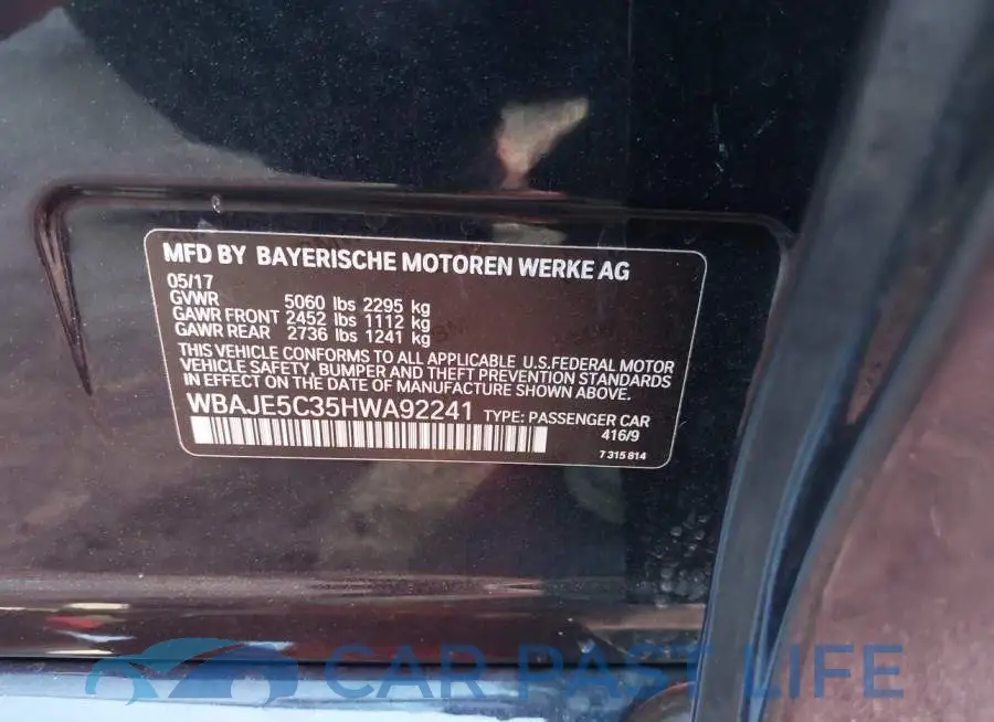 WBAJE5C35HWA92241# 9