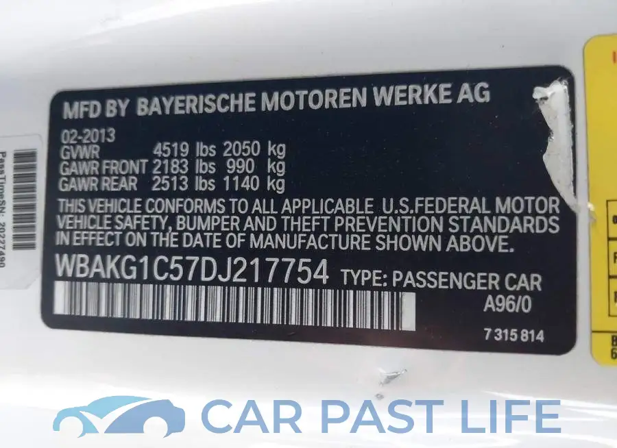 WBAKG1C57DJ217754# 9