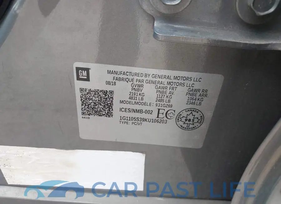 1G1105S39KU106203# 9
