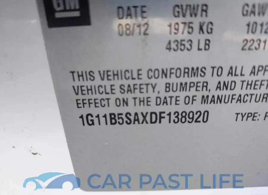 1G11B5SAXDF138920# 9