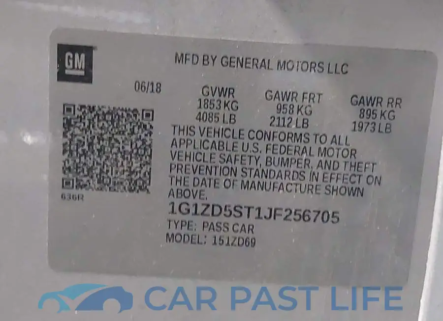 1G1ZD5ST1JF256705# 9