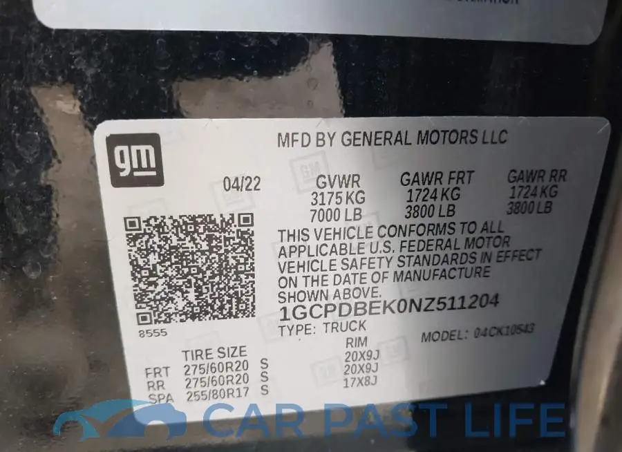 1GCPDBEK0NZ511204# 9