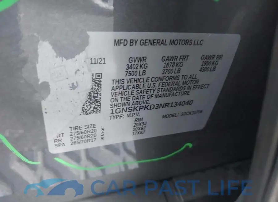 1GNSKPKD3NR134040# 9