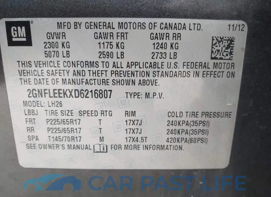 2GNFLEEKXD6216807# 9