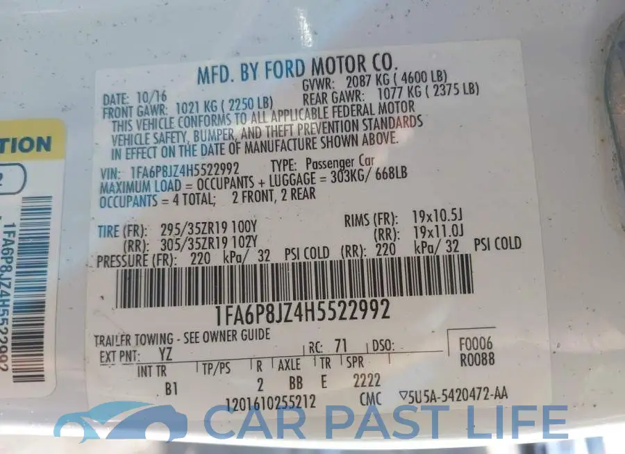 1FA6P8JZ4H5522992# 9