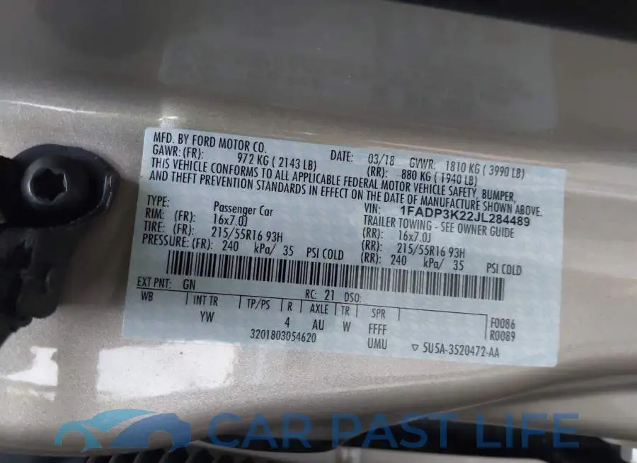 1FADP3K22JL284489# 9