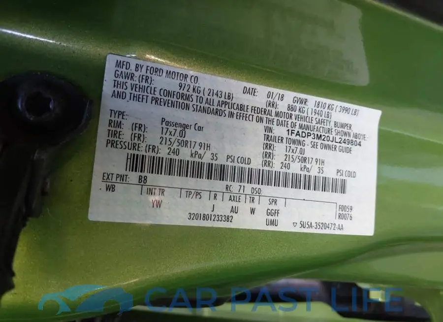 1FADP3M20JL249804# 9