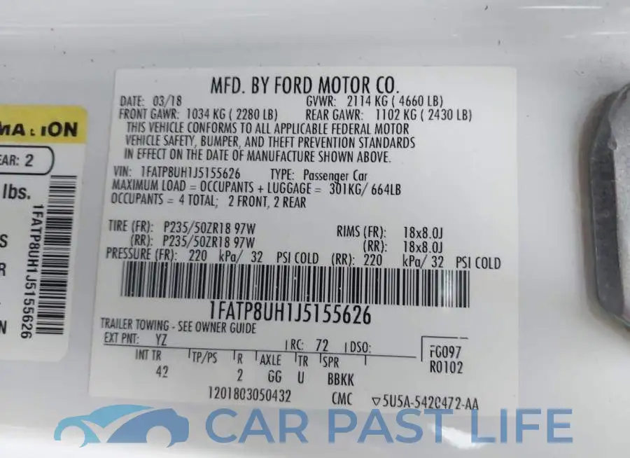 1FATP8UH1J5155626# 9