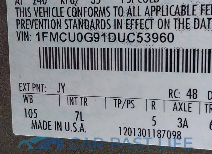 1FMCU0G91DUC53960# 9