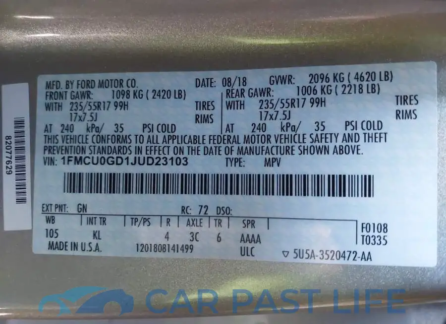 1FMCU0GD1JUD23103# 9