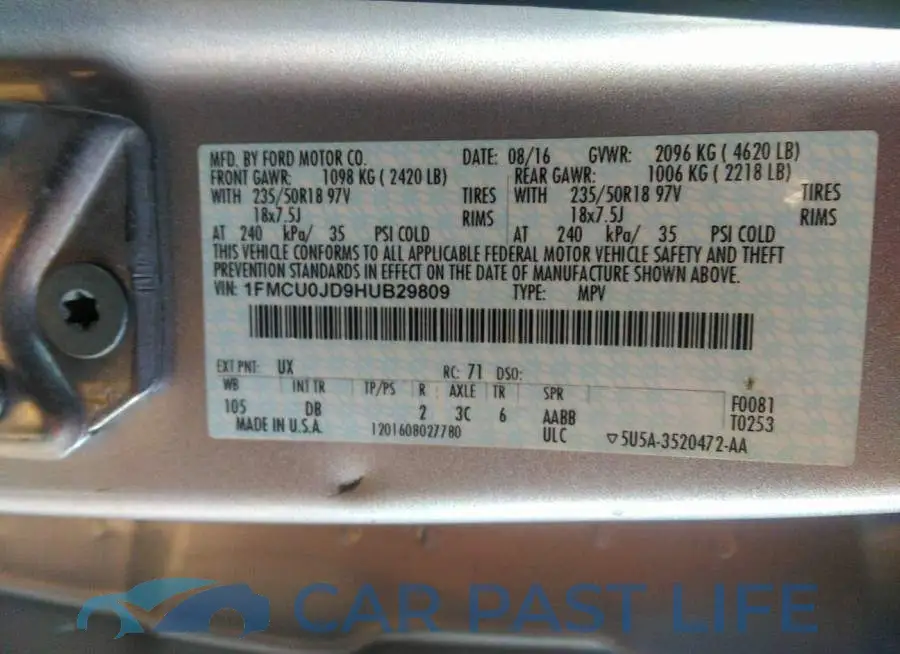 1FMCU0JD9HUB29809# 9