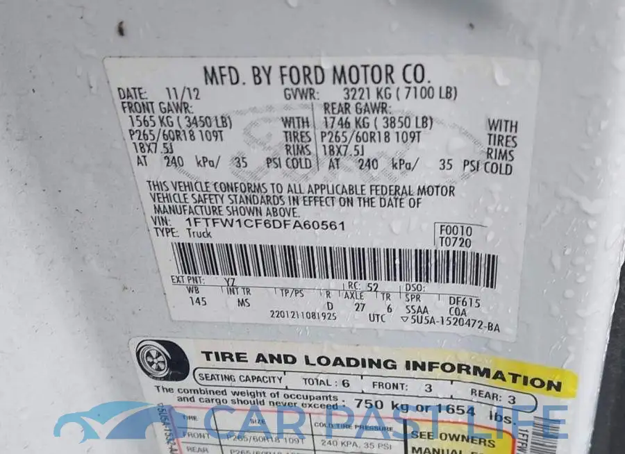 1FTFW1CF6DFA60561# 9