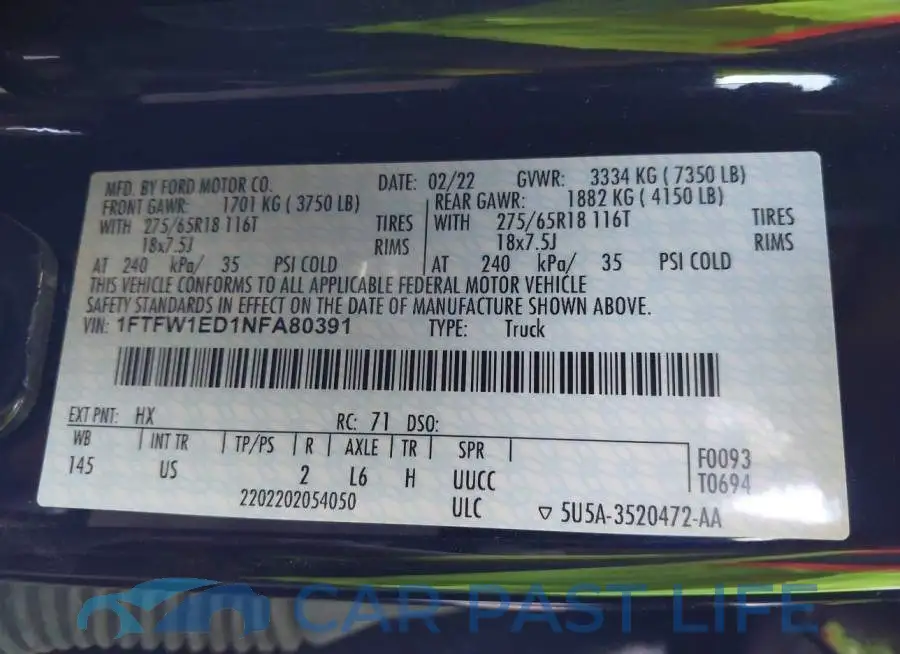 1FTFW1ED1NFA80391# 9