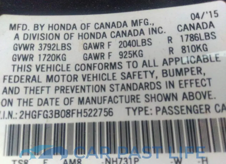 2HGFG3B08FH522756# 9