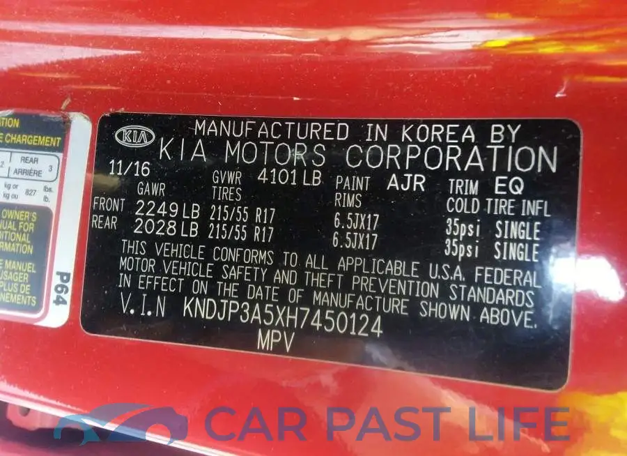 KNDJP3A5XH7450124# 9