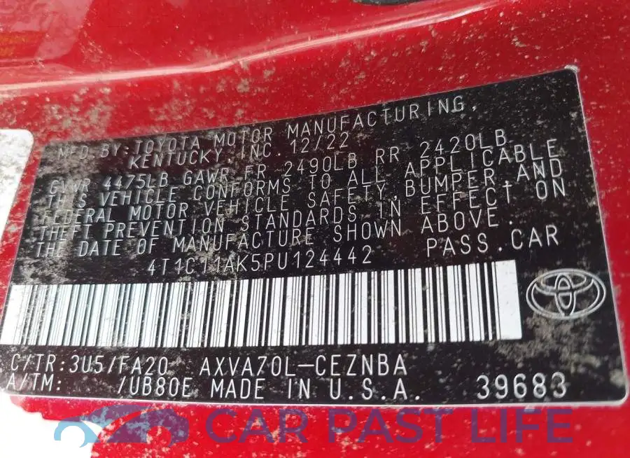 4T1C11AK5PU124442# 9
