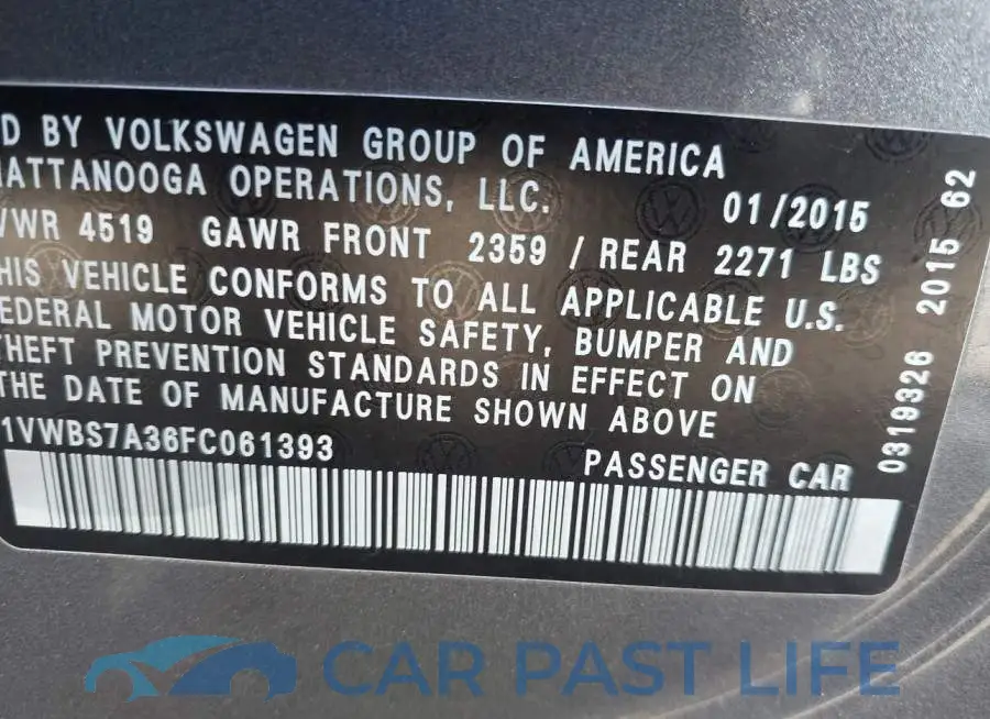 1VWBS7A36FC061393# 9