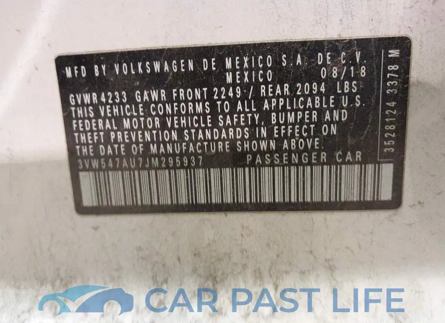 3VW547AU7JM295937# 9