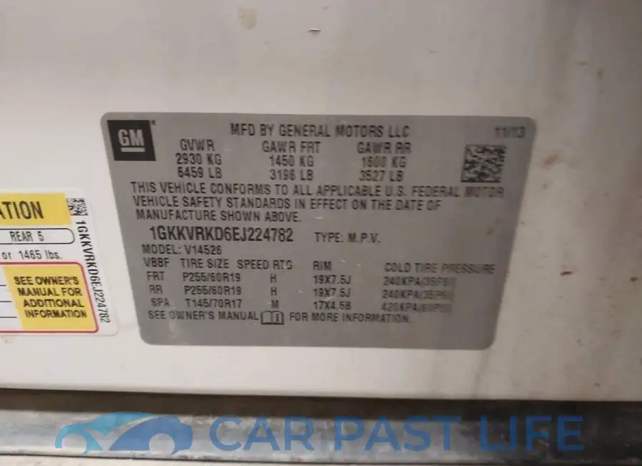 1GKKVRKD6EJ224782# 9