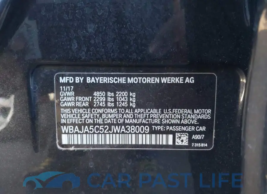 WBAJA5C52JWA38009# 9