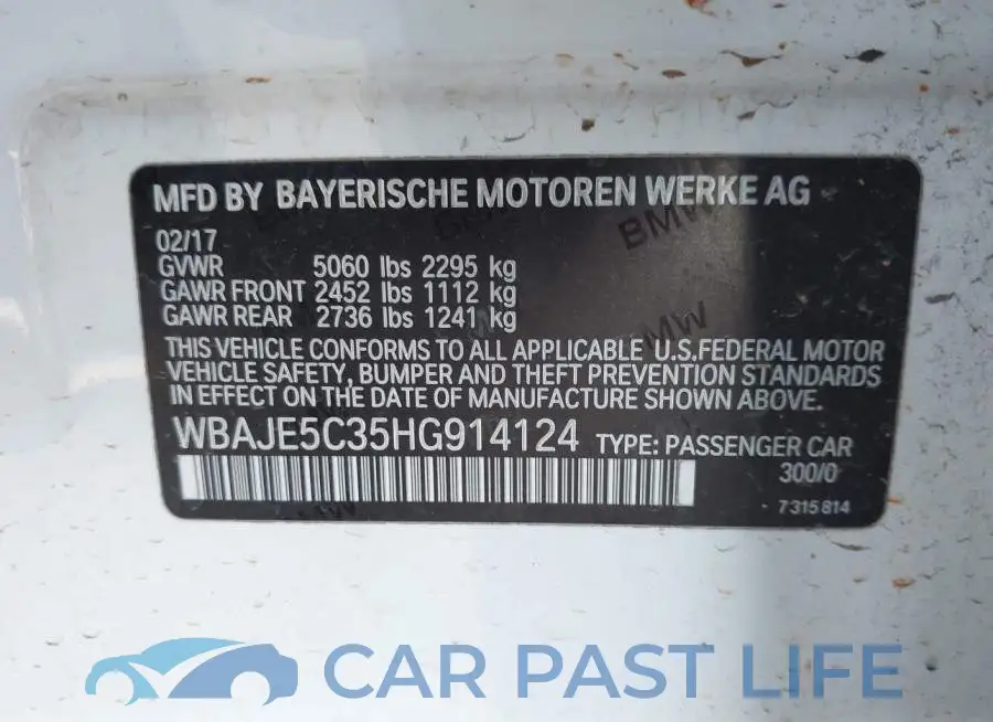 WBAJE5C35HG914124# 9