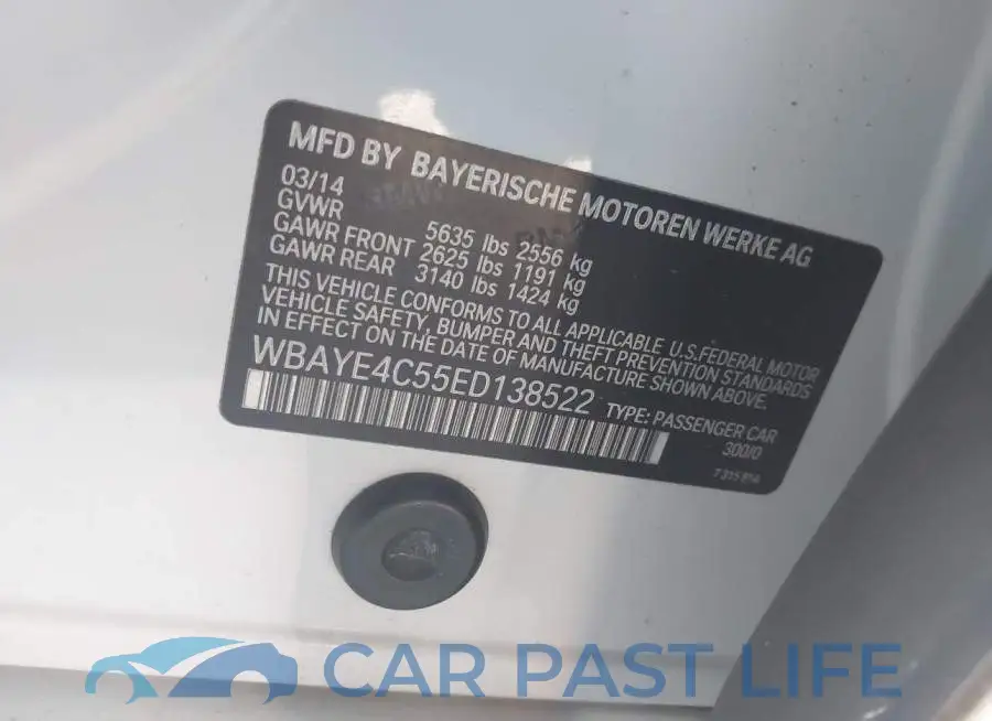 WBAYE4C55ED138522# 9