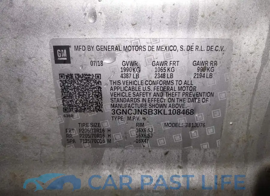 3GNCJNSB3KL108468# 9