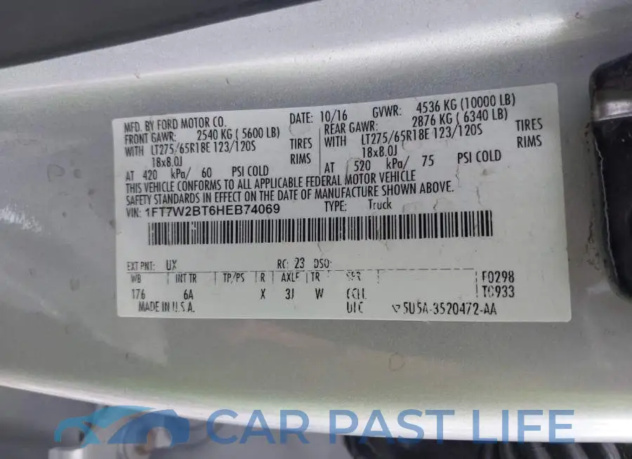 1FT7W2BT6HEB74069# 9