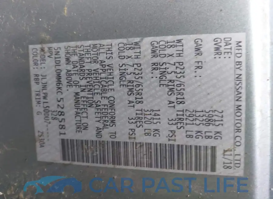 5N1DL0MM6KC528581# 9