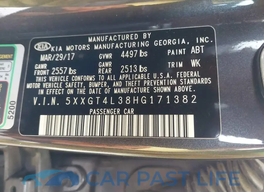 5XXGT4L38HG171382# 9