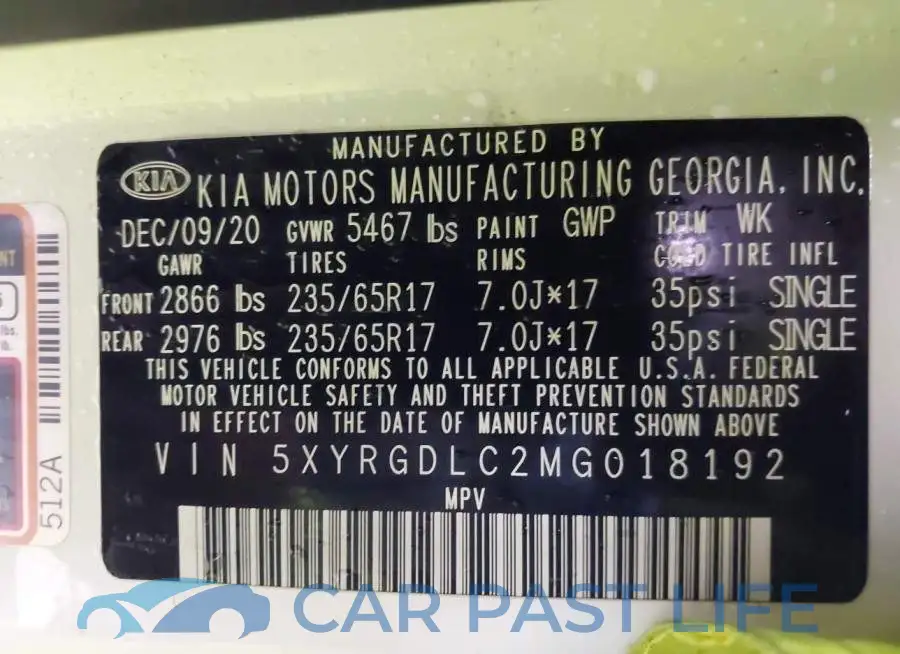 5XYRGDLC2MG018192# 9