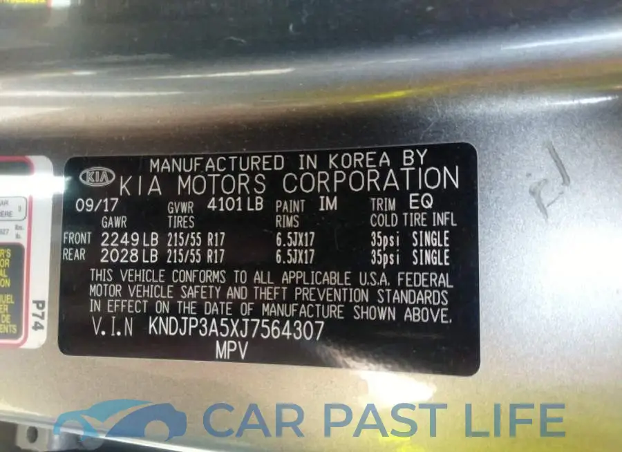 KNDJP3A5XJ7564307# 9