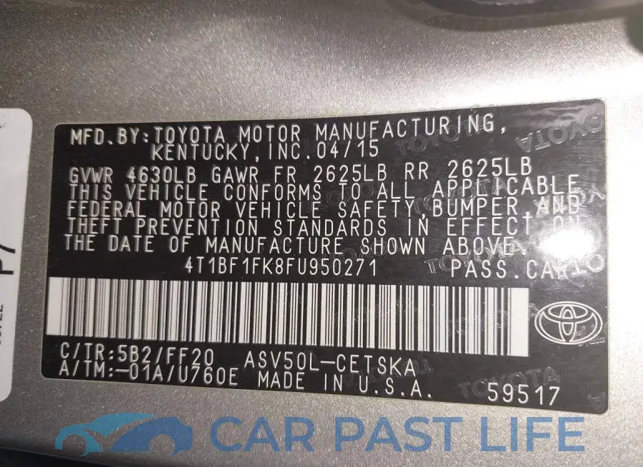 4T1BF1FK8FU950271# 9
