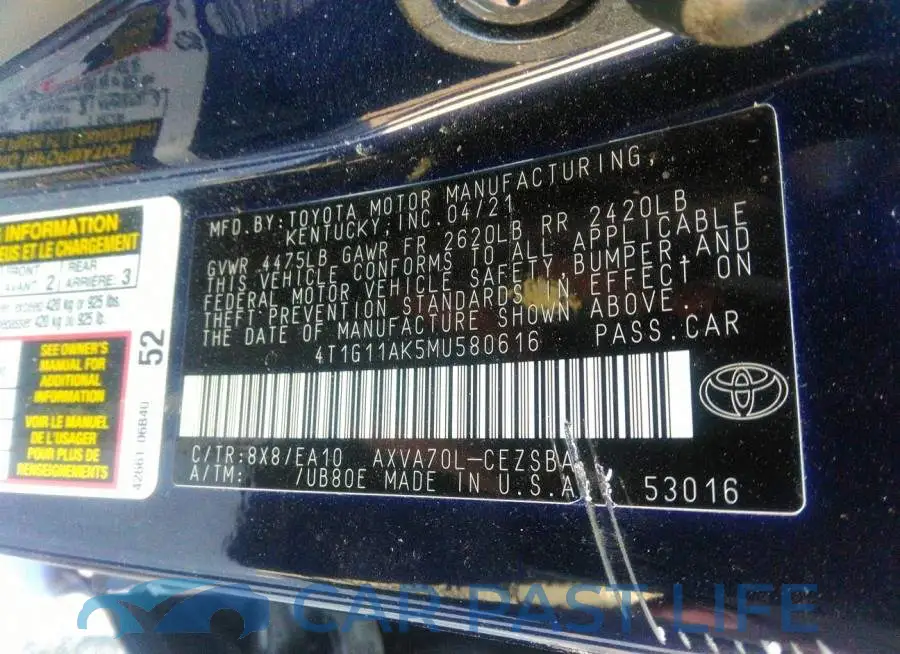 4T1G11AK5MU580616# 9