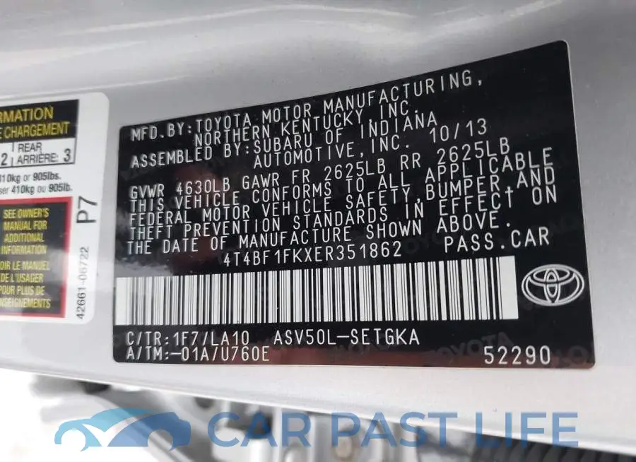 4T4BF1FKXER351862# 9
