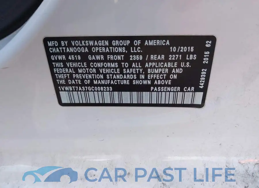 1VWBT7A37GC008233# 9