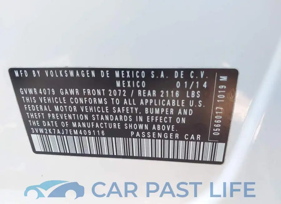 3VW2K7AJ7EM409116# 9