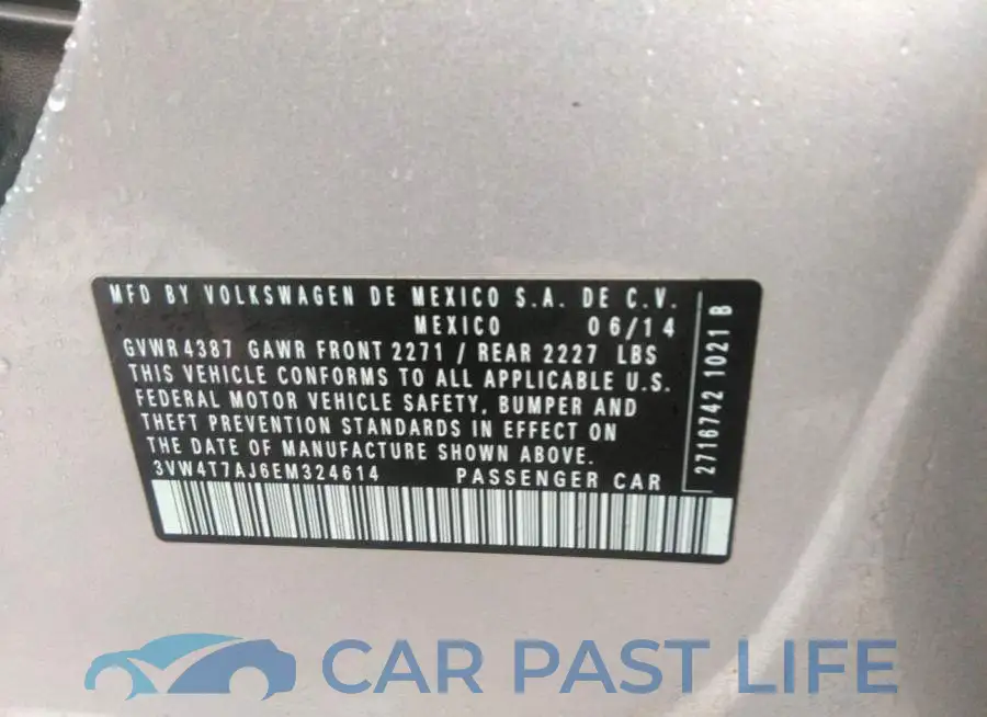 3VW4T7AJ6EM324614# 9