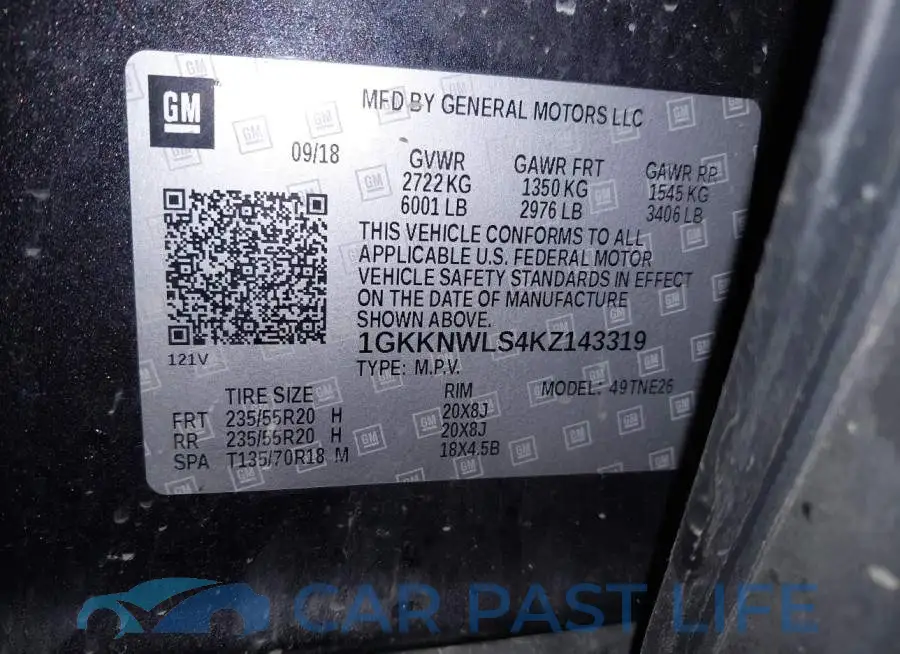 1GKKNWLS4KZ143319# 9