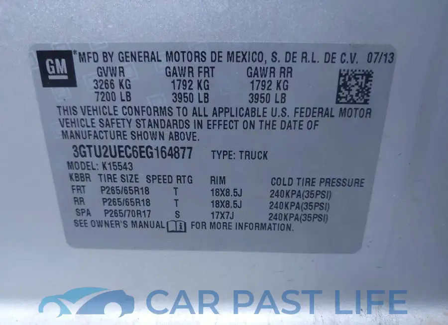3GTU2UEC6EG164877# 9