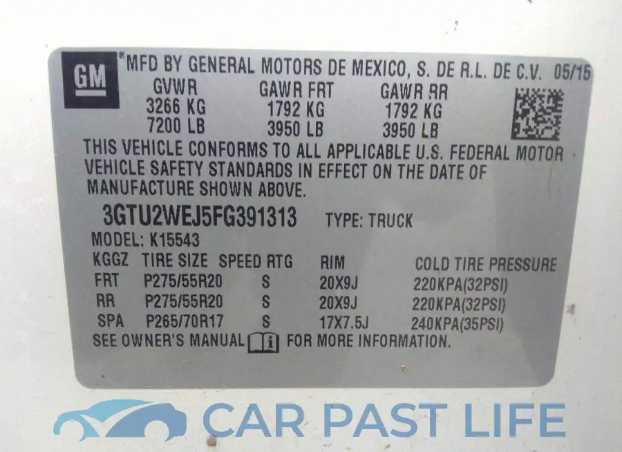 3GTU2WEJ5FG391313# 9