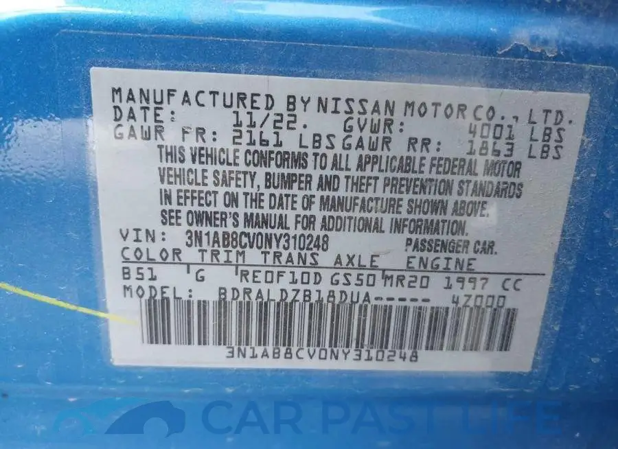 3N1AB8CV0NY310248# 9