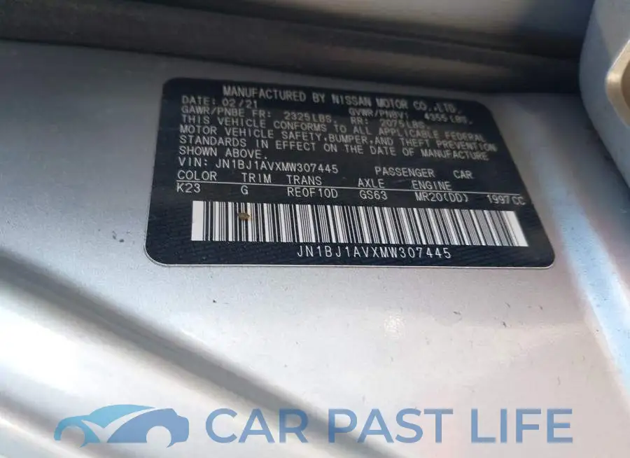 JN1BJ1AVXMW307445# 9
