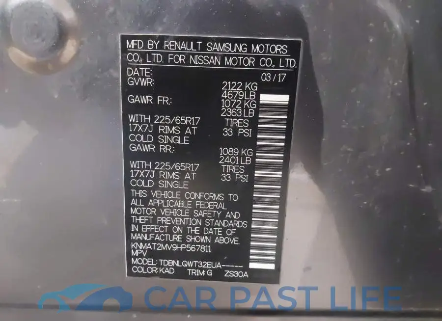KNMAT2MV9HP567811# 9