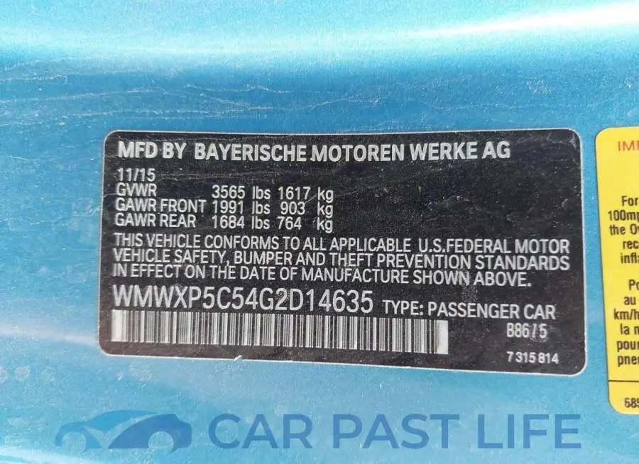 WMWXP5C54G2D14635# 9