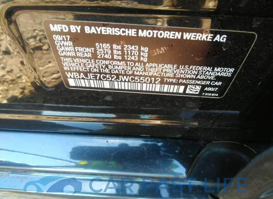 WBAJE7C52JWC55012# 9