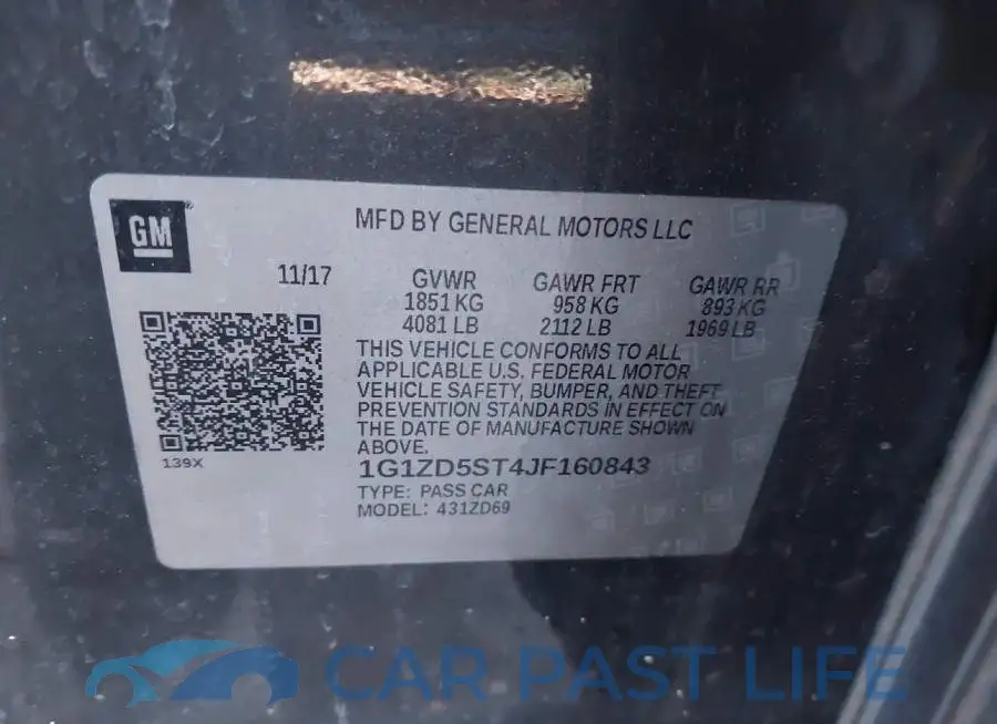 1G1ZD5ST4JF160843# 9