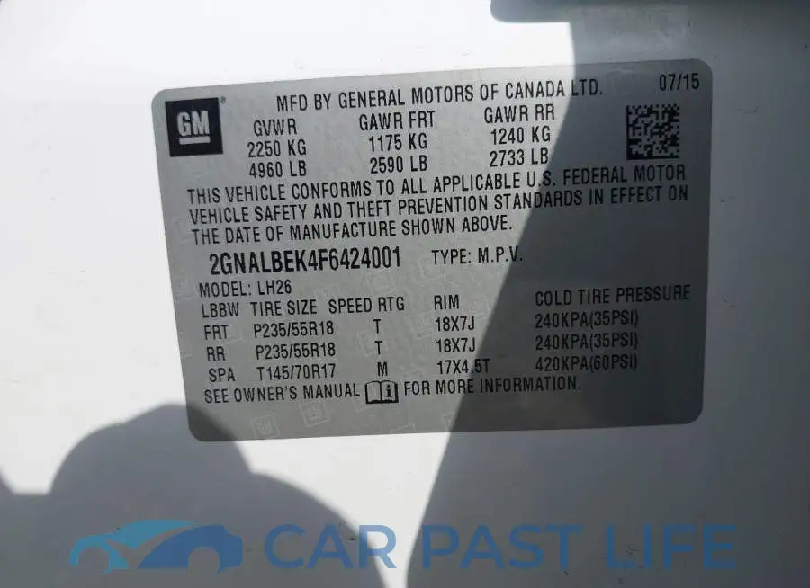 2GNALBEK4F6424001# 9