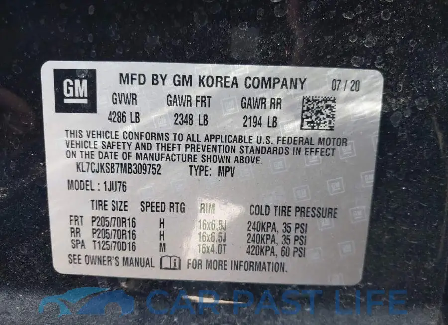 KL7CJKSB7MB309752# 9